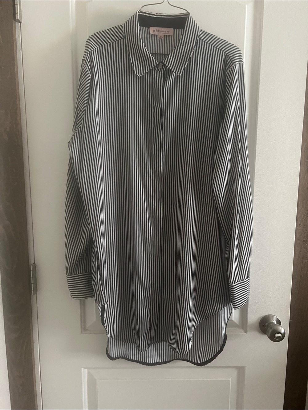 Philosophy Women’s Navy & White Vertical Stripe Button-Up Shirtdress